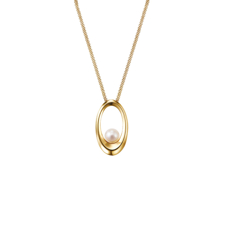 Eva small oval pendant with pearl