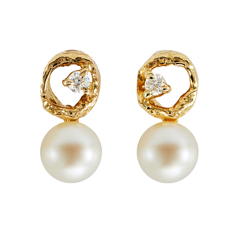 Archive earrings with pearls and diamonds