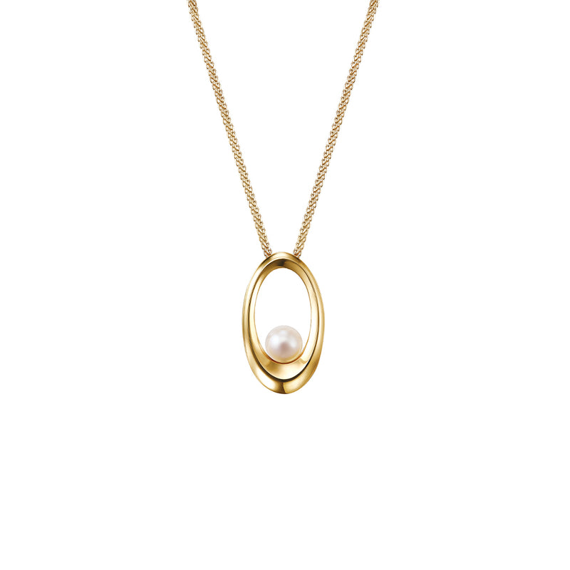 Eva small oval pendant with pearl