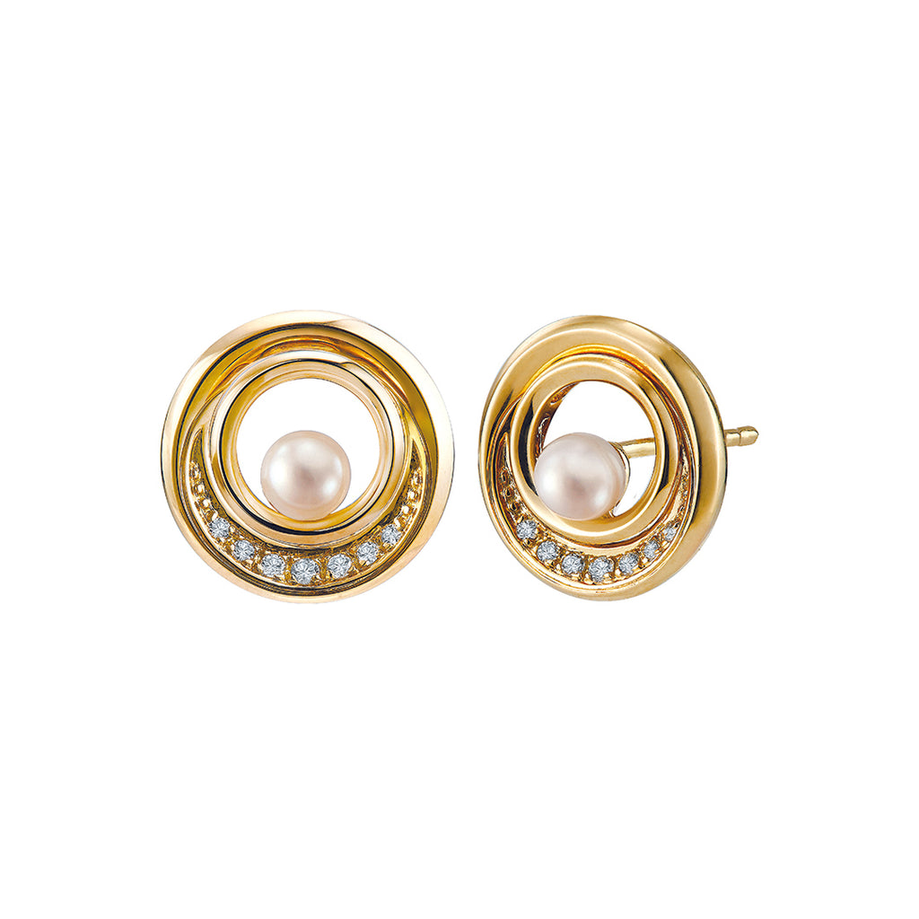 Eva earrings with pearl & diamonds