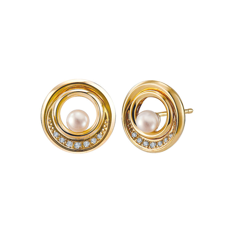 Eva earrings with pearl & diamonds