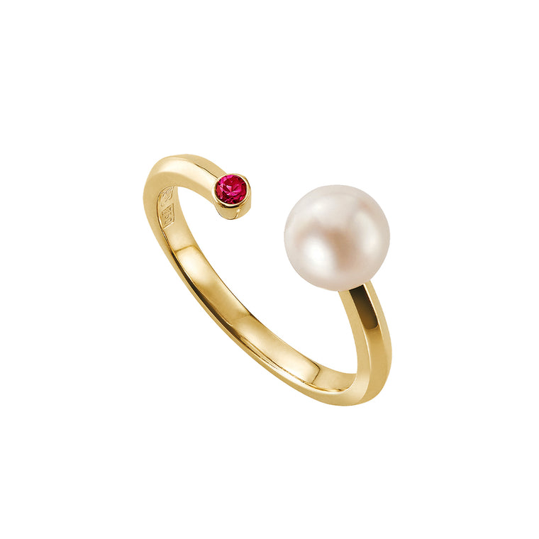 Eva ring with pearl & ruby
