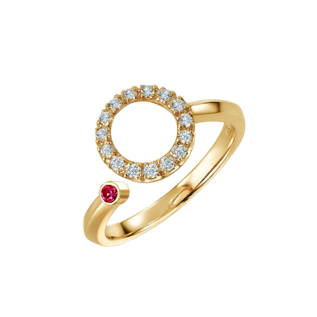 Eva ring with diamonds & ruby