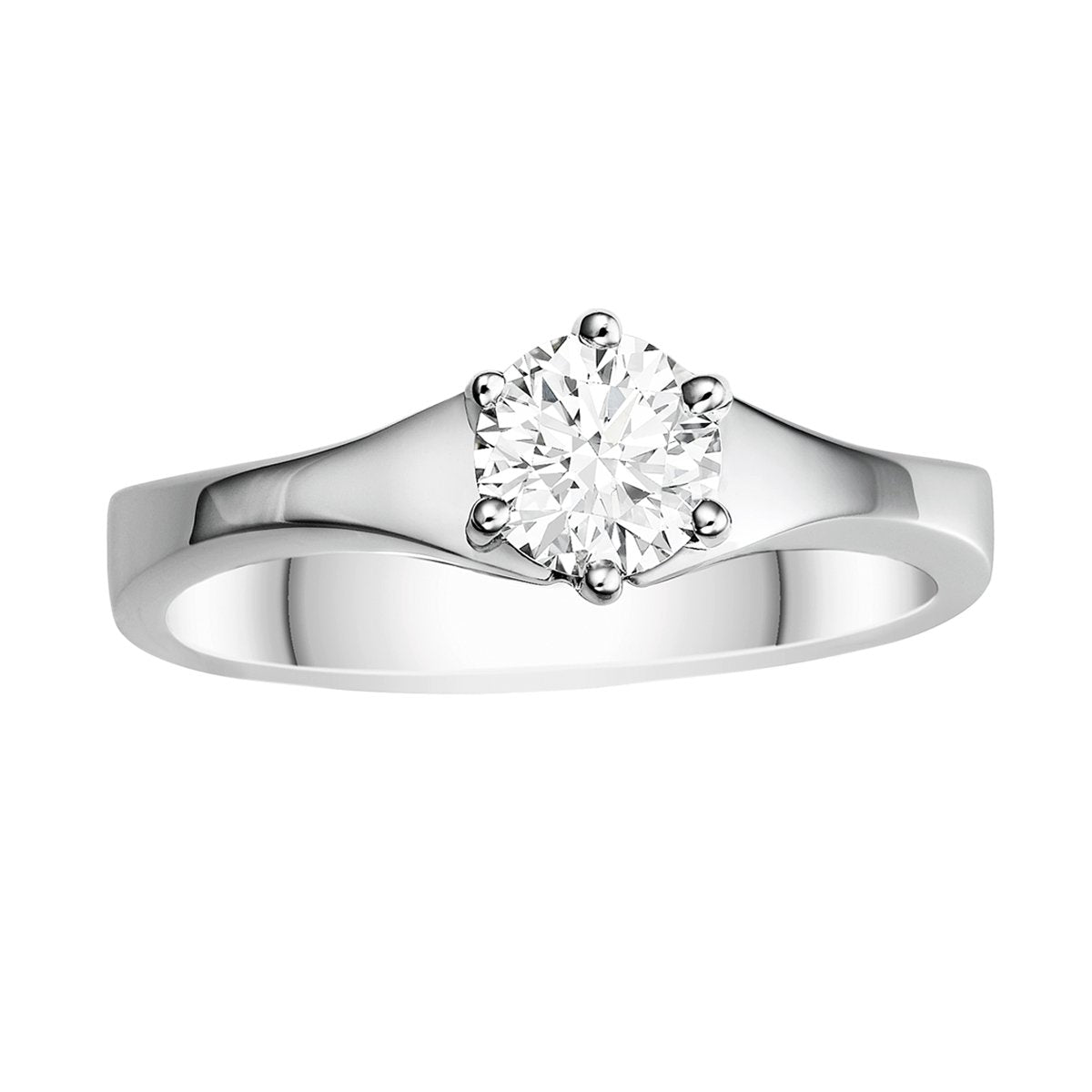 Diamond six-claw solitaire ring