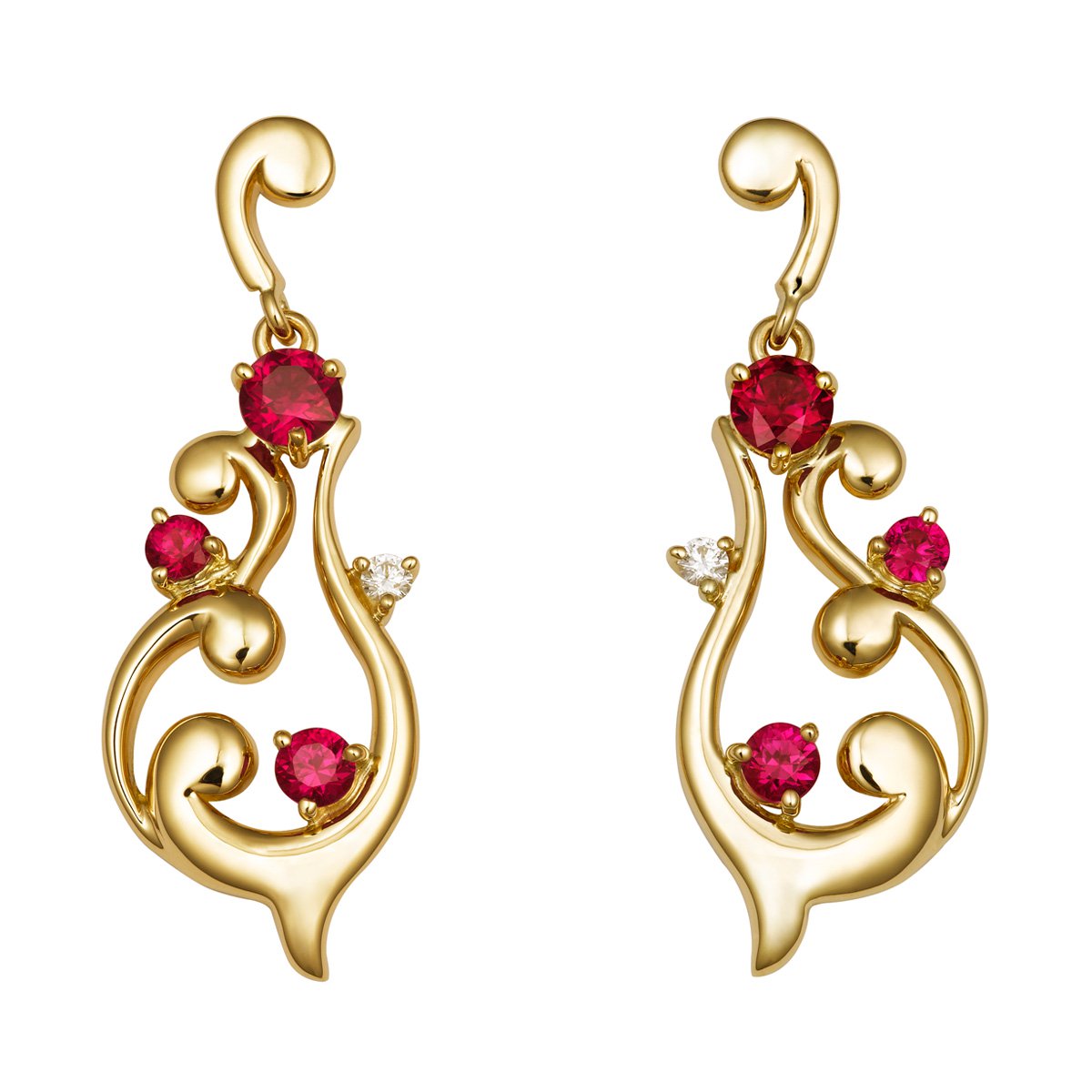 Petit Rococo ruby & diamond earrings