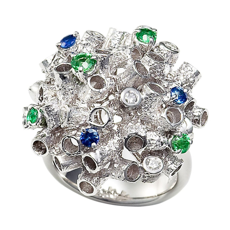 Archive Collection sapphire, tsavorite & diamond ring